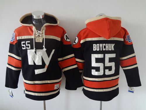 Islanders #55 Johnny Boychuk Dark Blue Sawyer Hooded Sweatshirt Stitched NHL Jersey - Click Image to Close